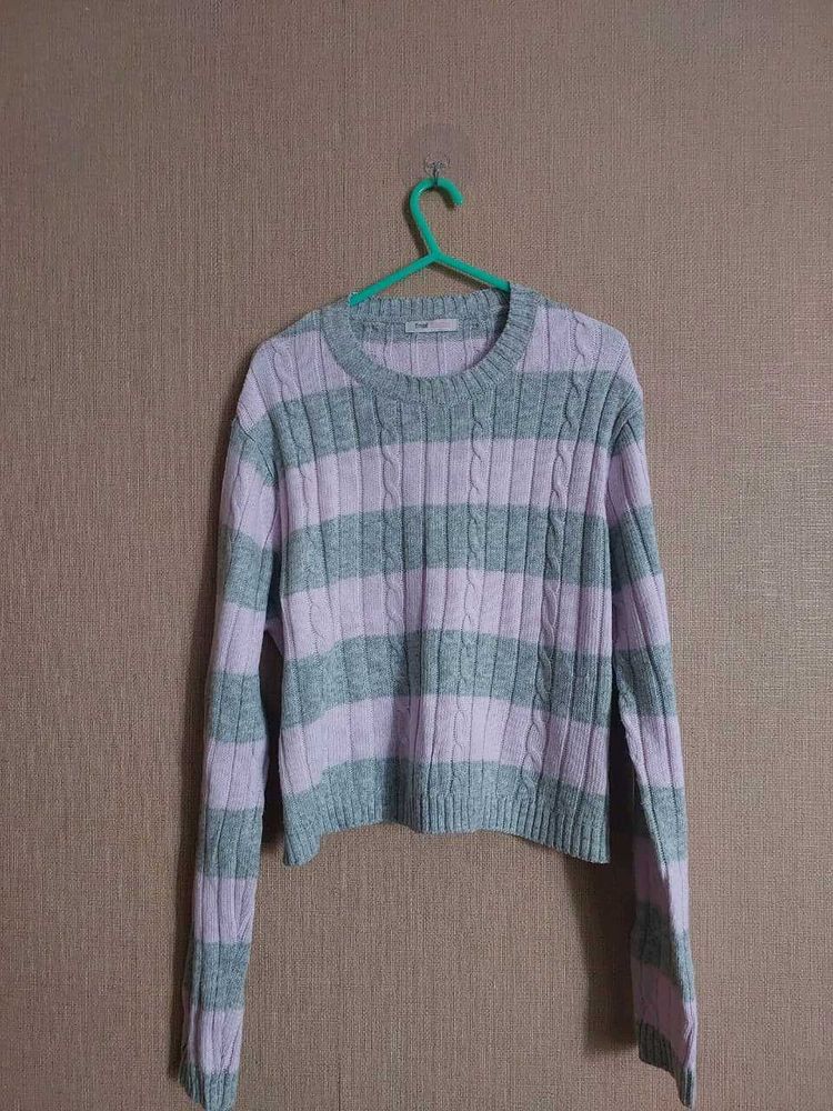 Striped Knit Pullover Sweater