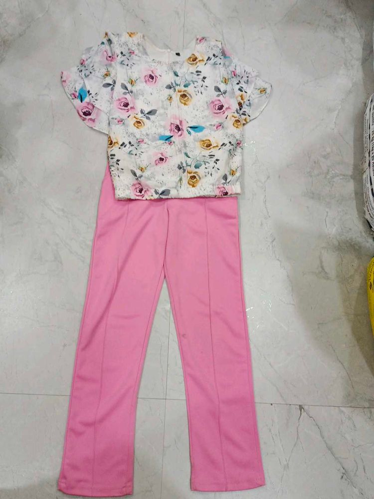 Floral Top &amp; Pink Pant Set