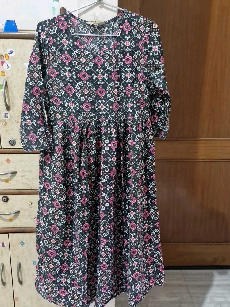 Anouk Printed BLACK kurta For Women