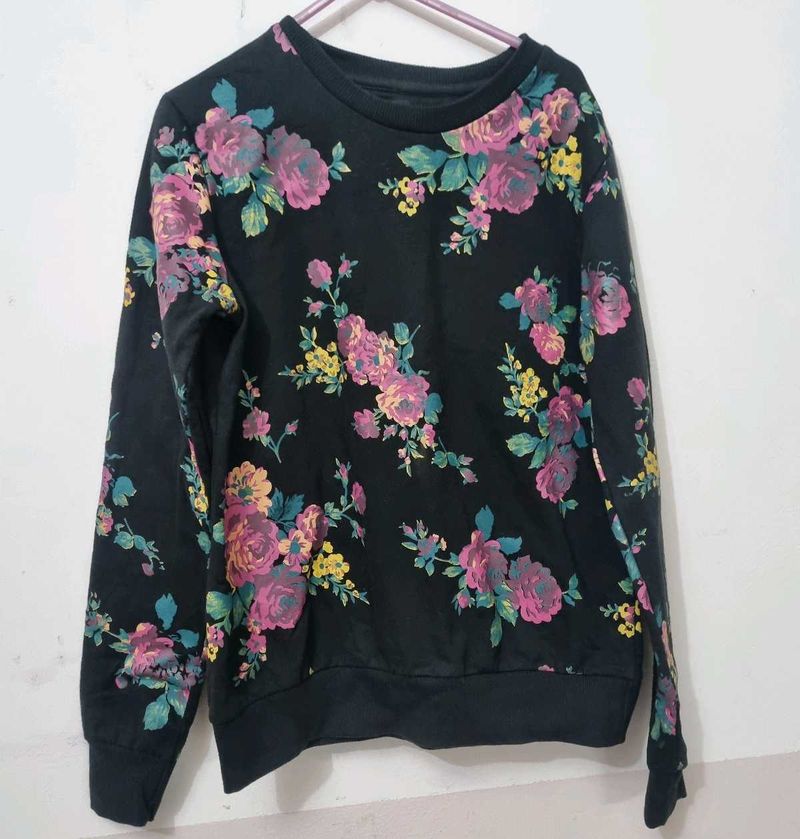 Black Floral Sweatshirt