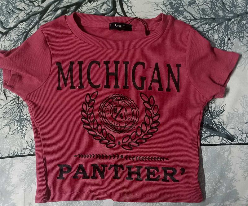 Michigan Panther Cropped Ribbed Tee