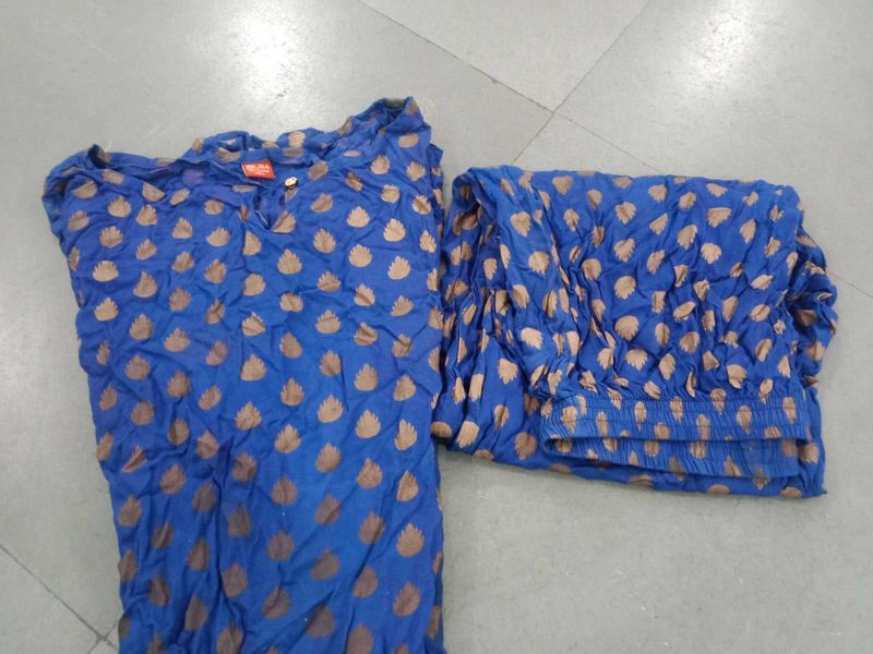 Blue &amp; Gold Kurta Set