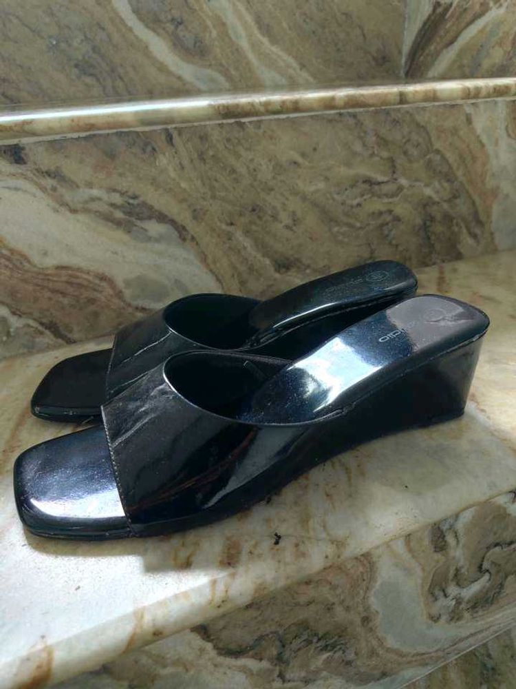 Black Wedge Sandals
