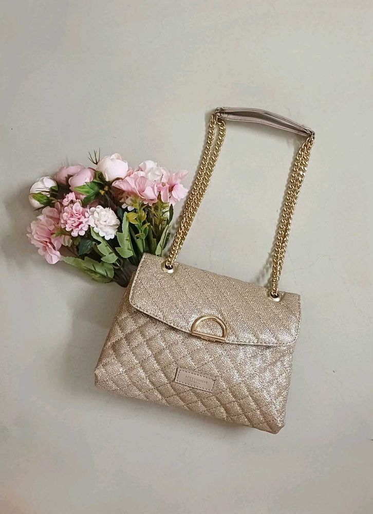 Accessorize Sparkly Gold Quilted Shoulder Bag