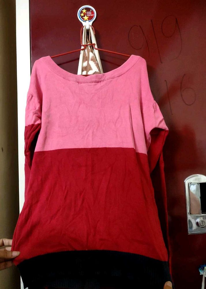 Pink Solid Color Monte Carlo Sweater