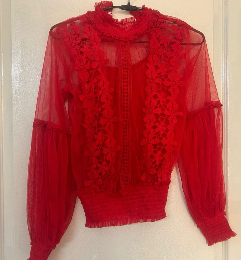 Red Lace Top