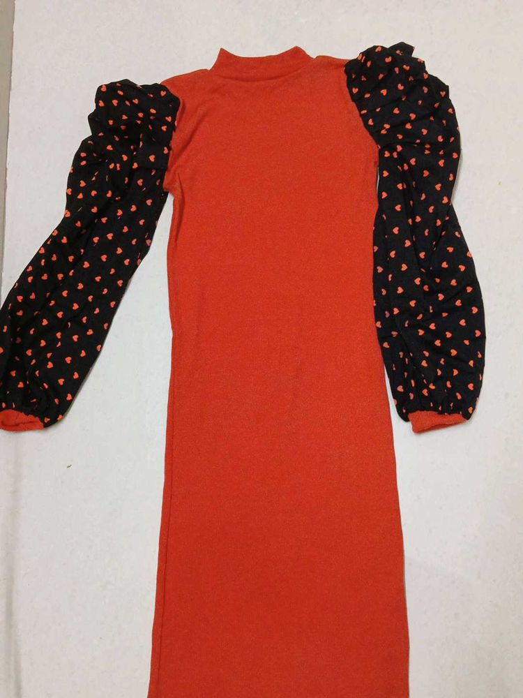 Stylish Orange Midi Dress