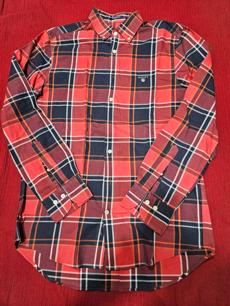 GANT Men’s Red Casual Check Shirt – Small
