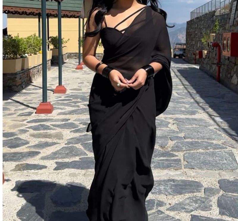 Ready To Wear  Black Saree