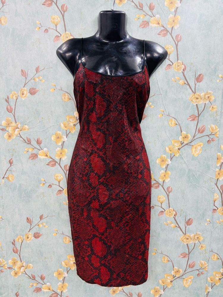 Red Snake Print Dress