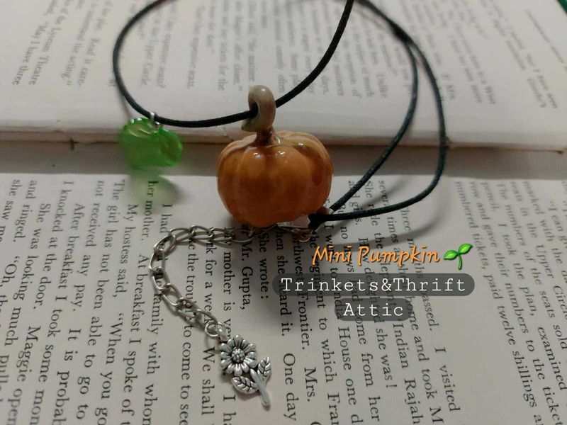 Handmade Miniature Pumpkin Clay Resin Necklace