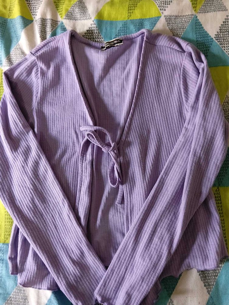 Purple Tie-Front Cardigan