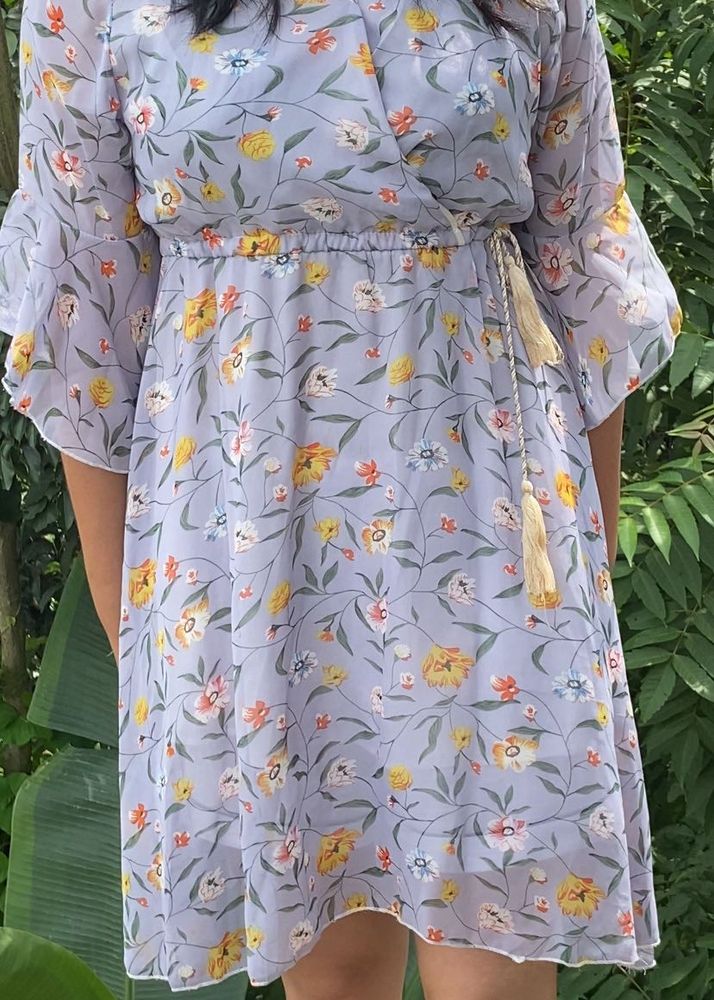 Lilac Kimono Style Short Dress