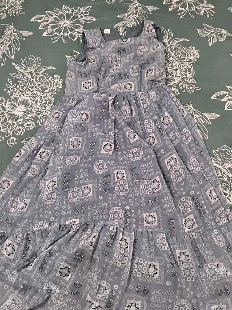 Gray Paisley Maxi Dress