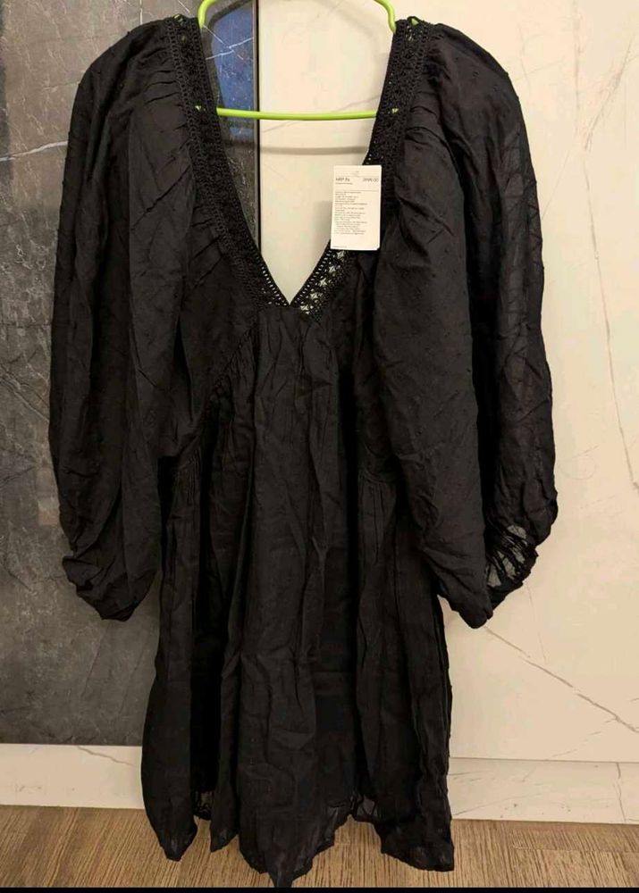 Black V-Neck Tunic Dress
