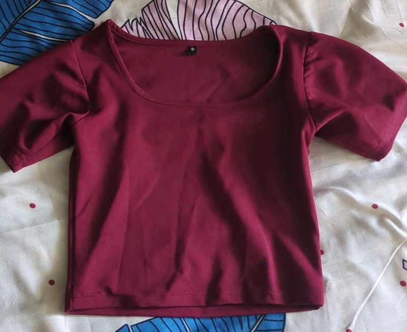 Maroon Crop Top