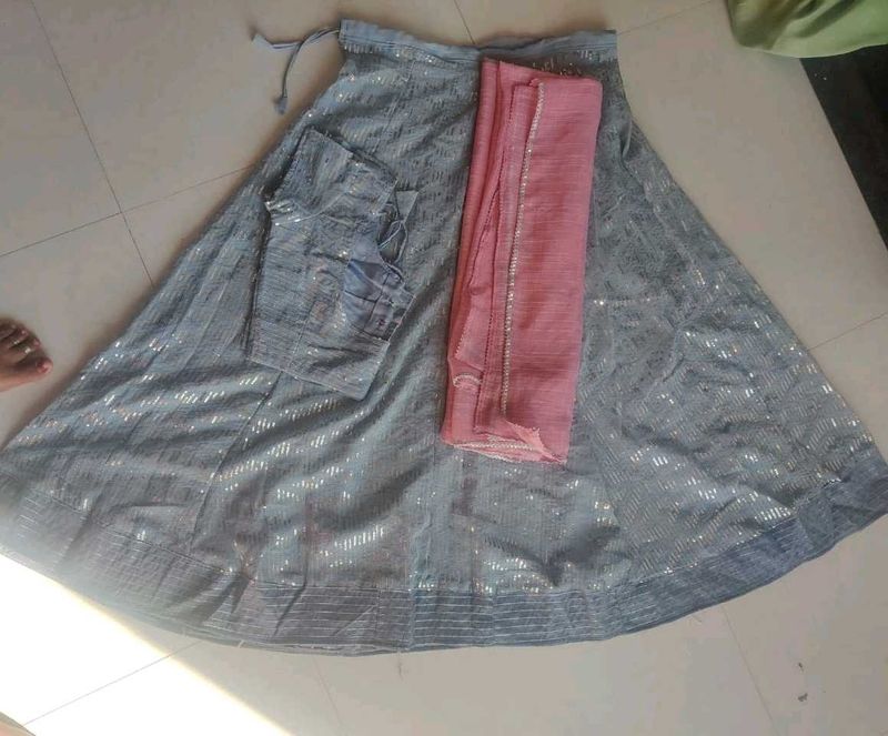 Grey Sequin Lehenga Choli Set