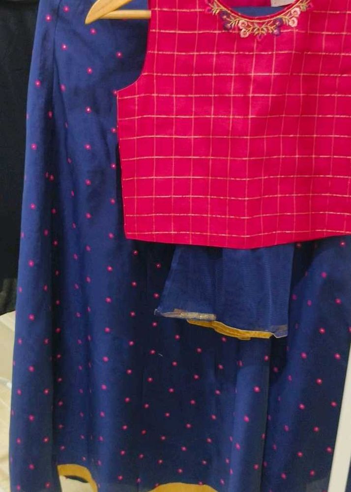 Pink &amp; Blue Lehenga Choli Set