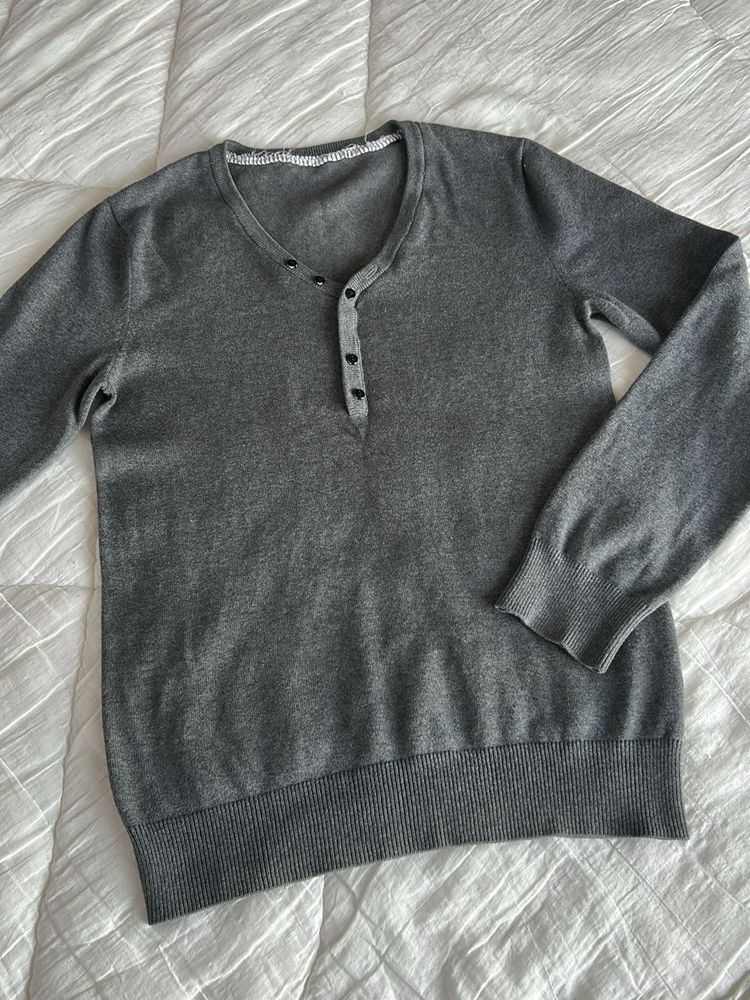 Gray Long Sleeve Top