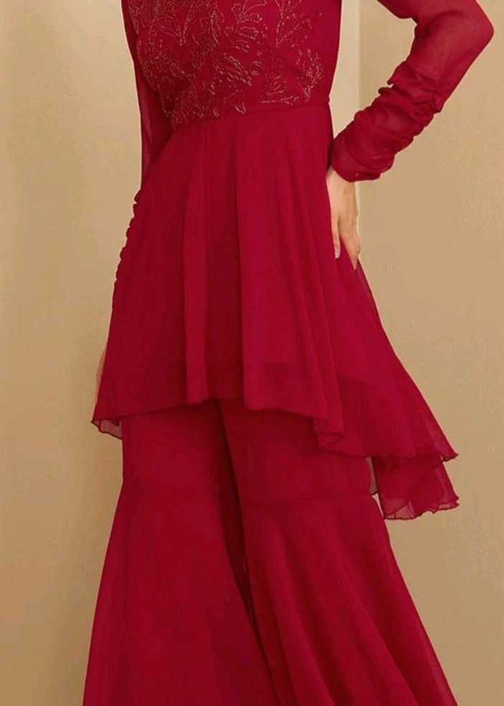 Maroon Embroidered Kurta Set