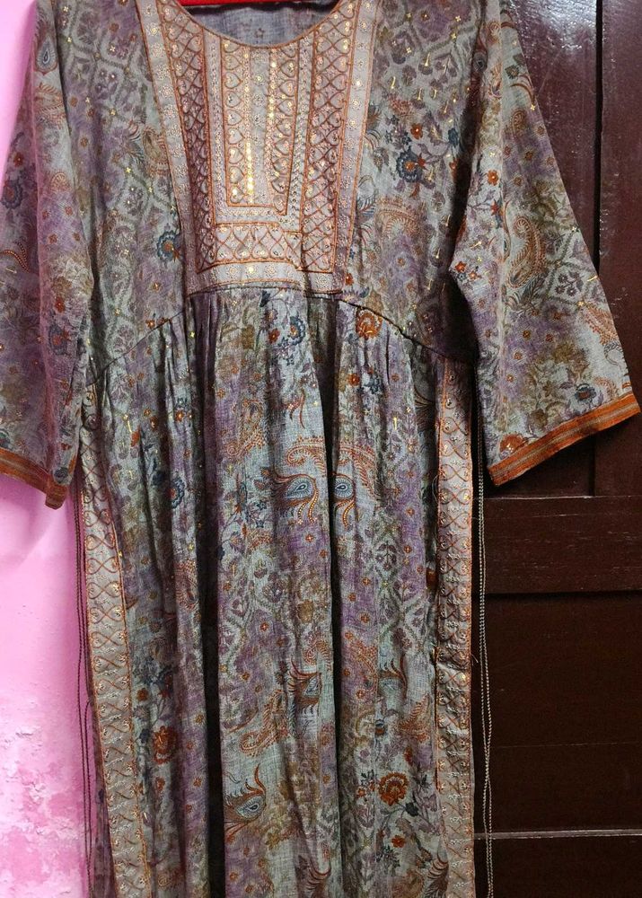 Grey Silky Soft Blended Kurta