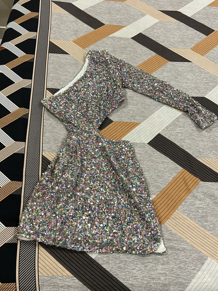 Multi colour Slit Sequence Dress