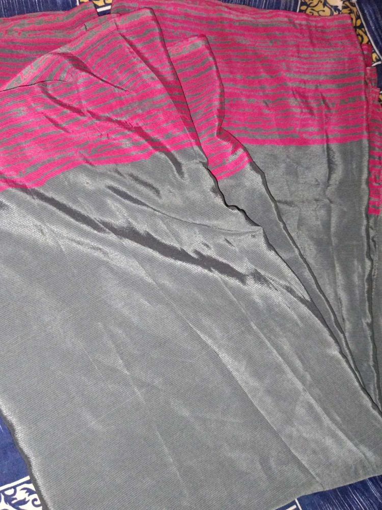 Grey Crape  Saree