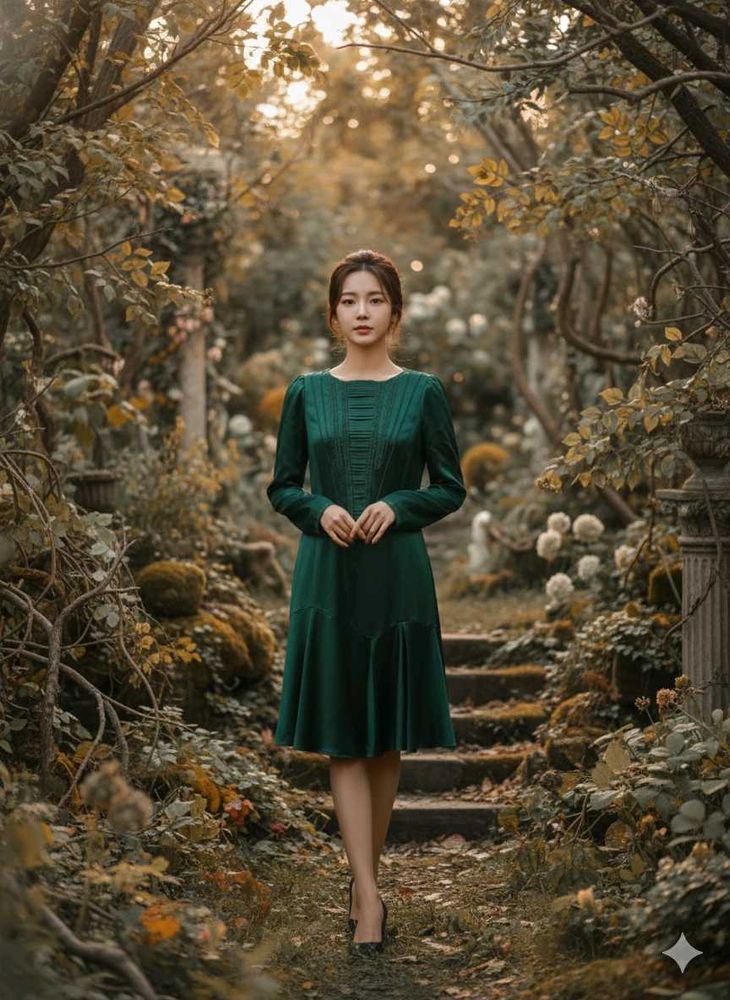 Elegant Emerald Green Midi Dress
