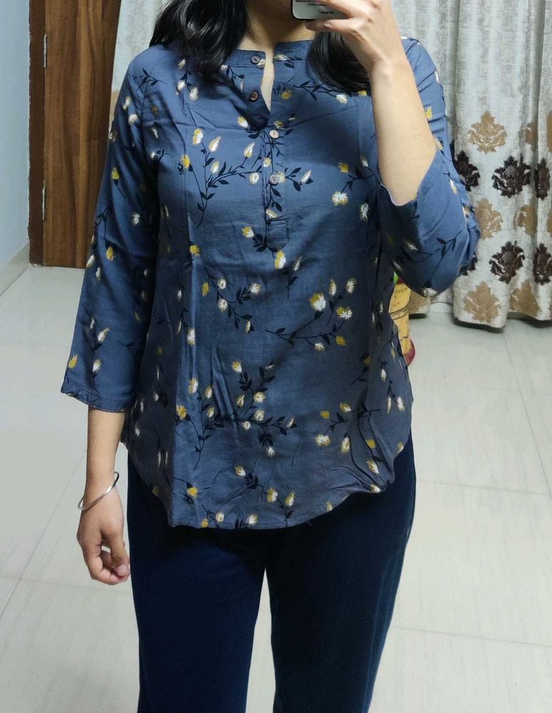 Dark Grey Floral Top