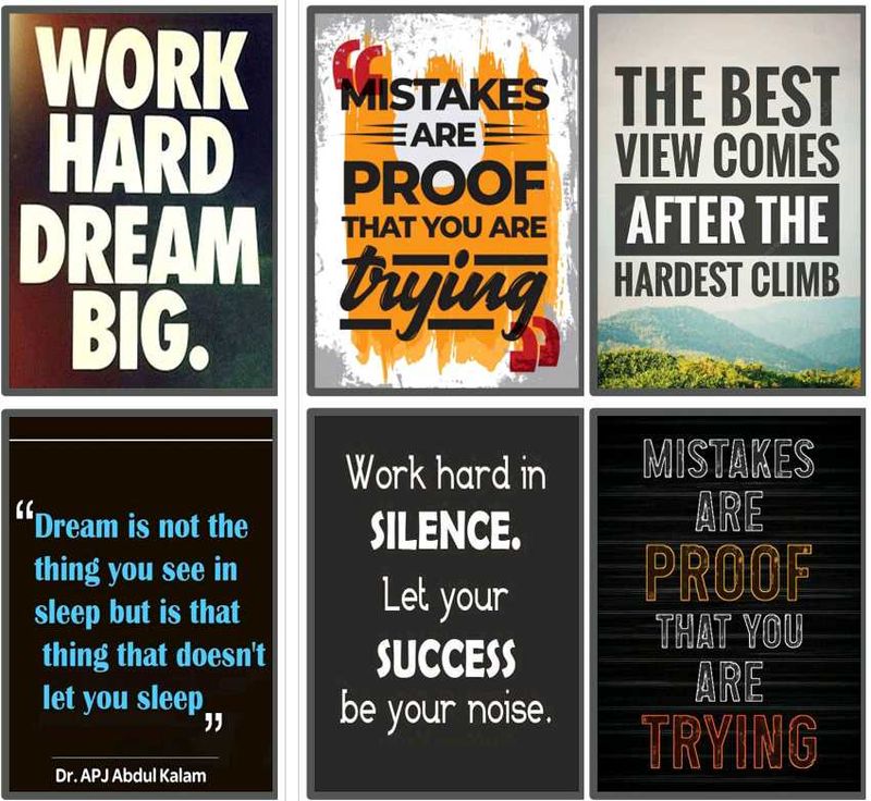 Motivational Quote Art Prints - Set of 6
