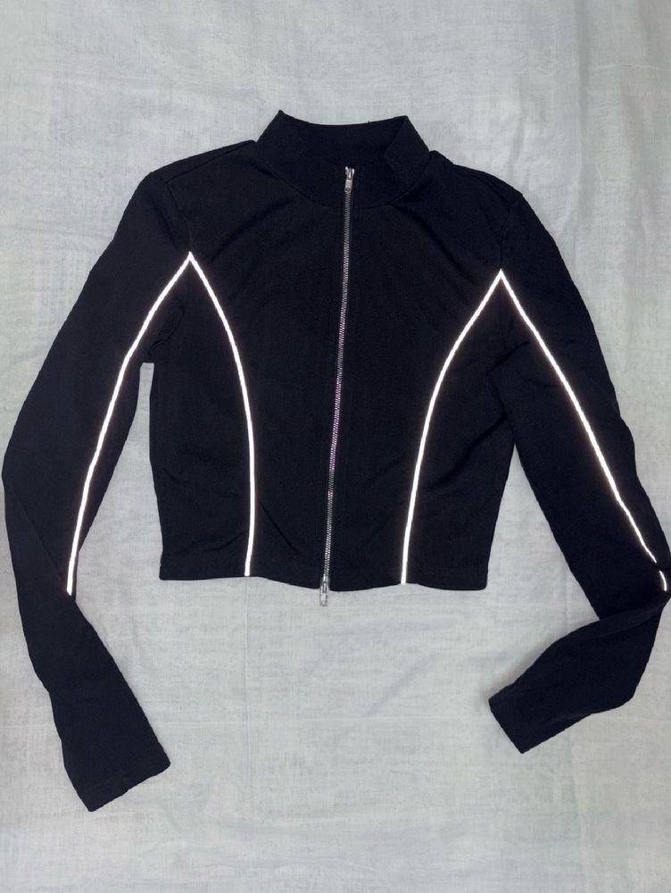 Black Cropped Reflective Jacket