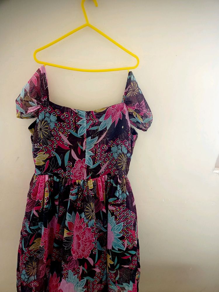 Women Fit and Flare Brown Dress