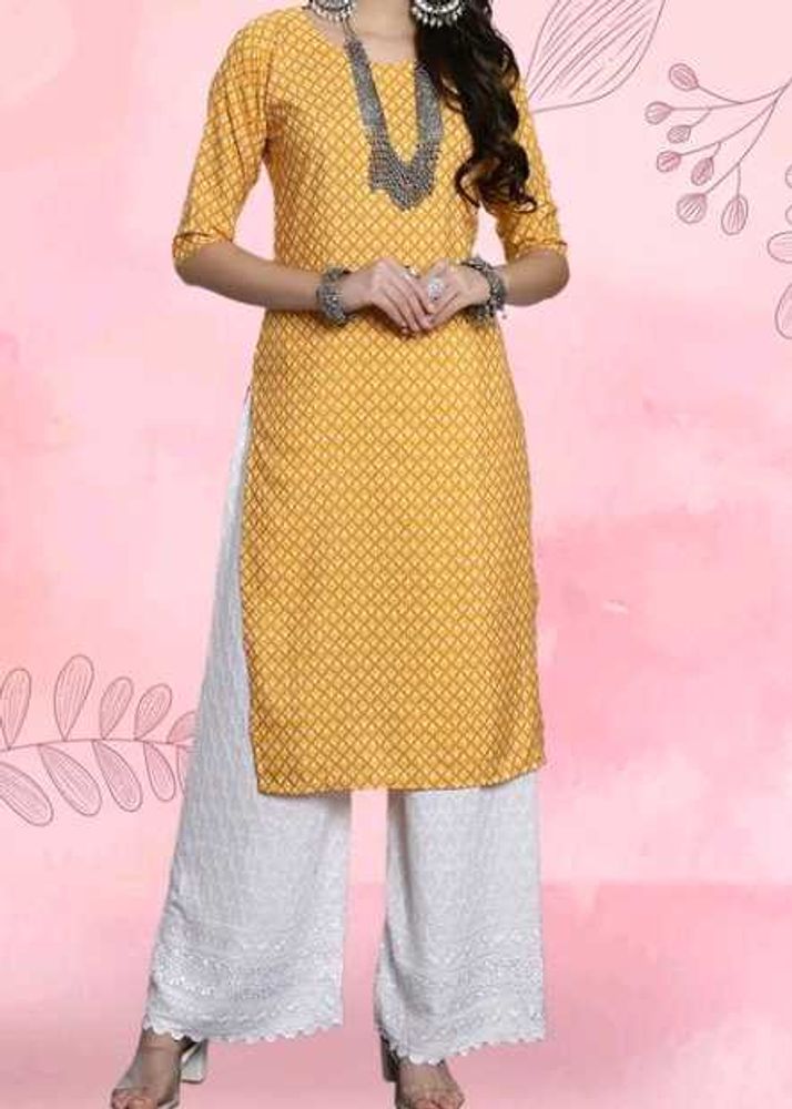 Printed Yellow Kurti