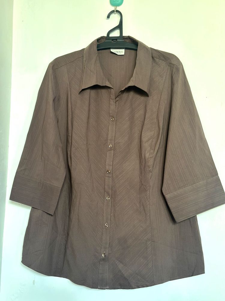 Brown Button-Up Shirt