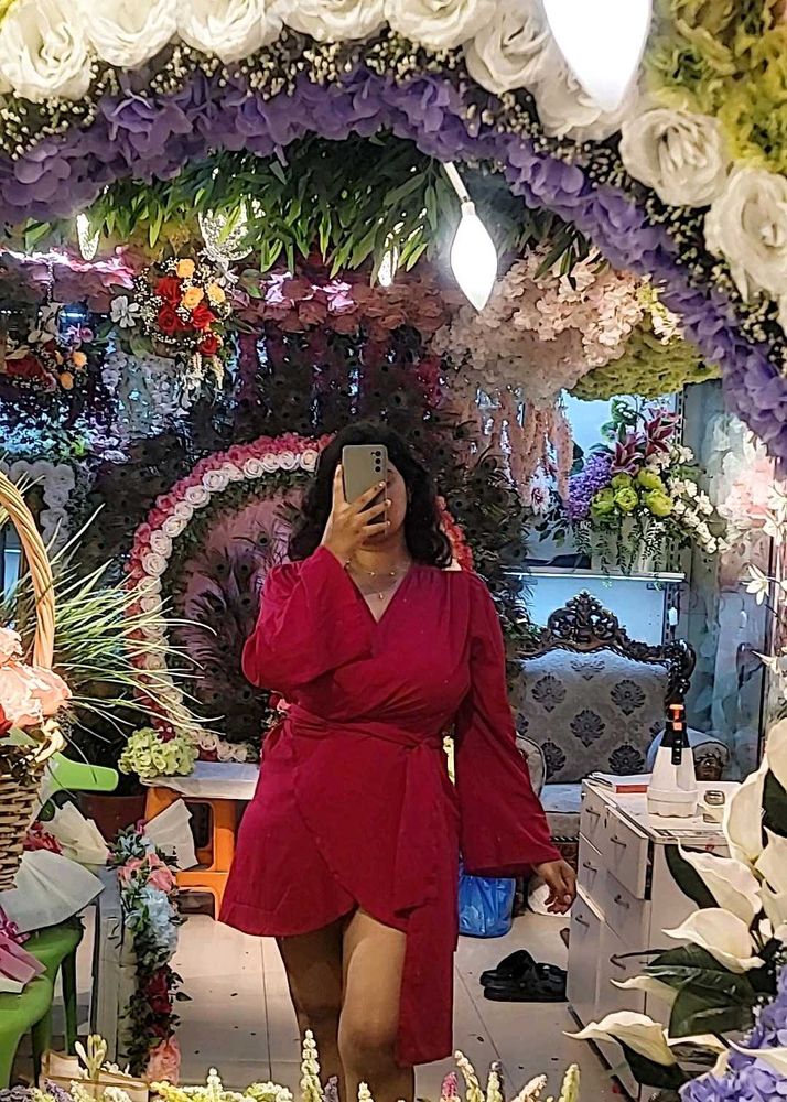 Magenta Wrap Mini Dress