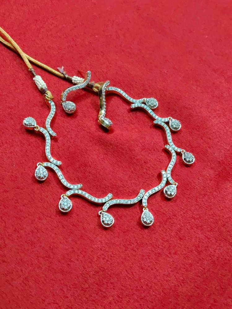 American Diamond Necklace With Earrings