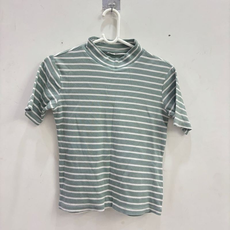 Striped Mock Neck Top