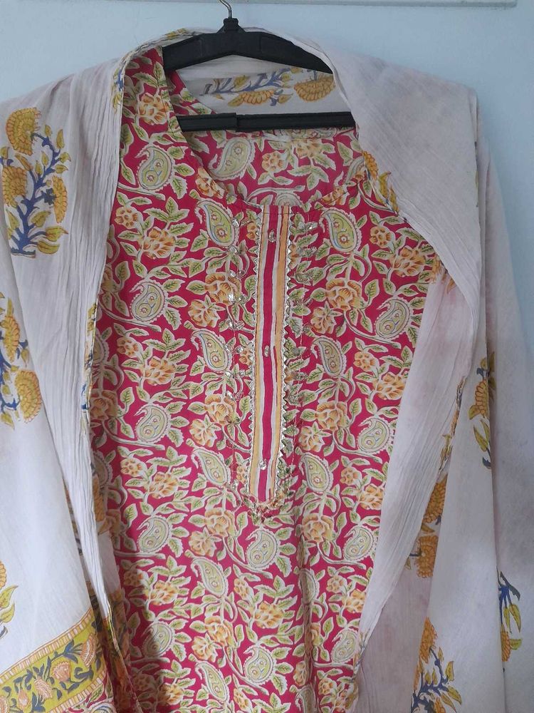 Floral cotton used Kurta Set