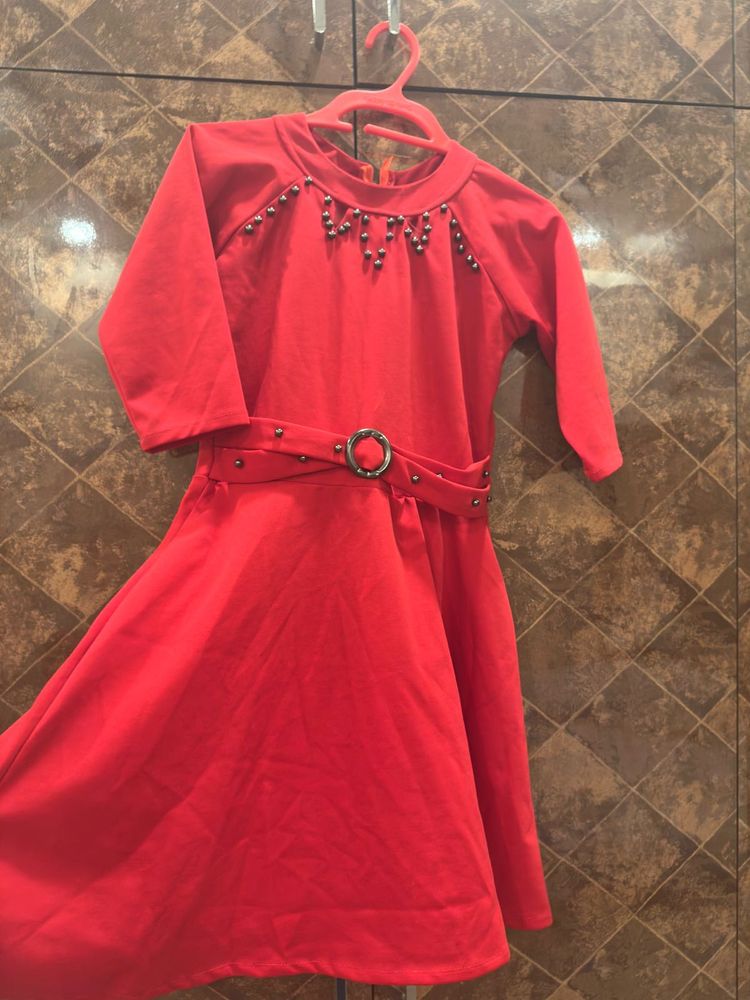Red Dress with Embellishments