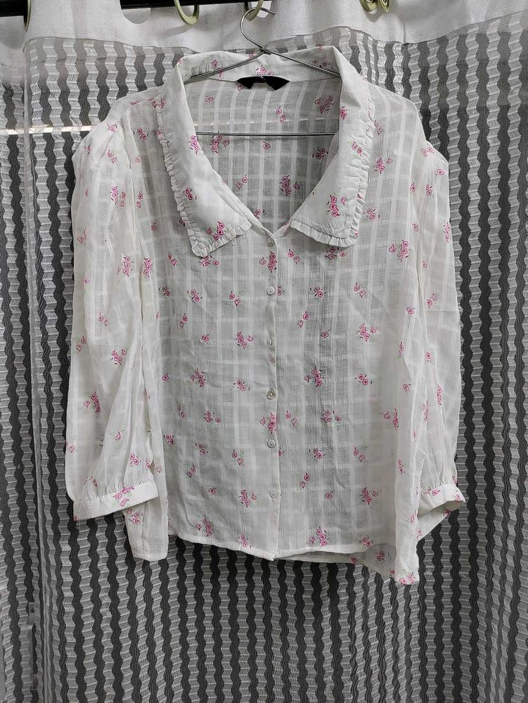 Floral White Partywear Top