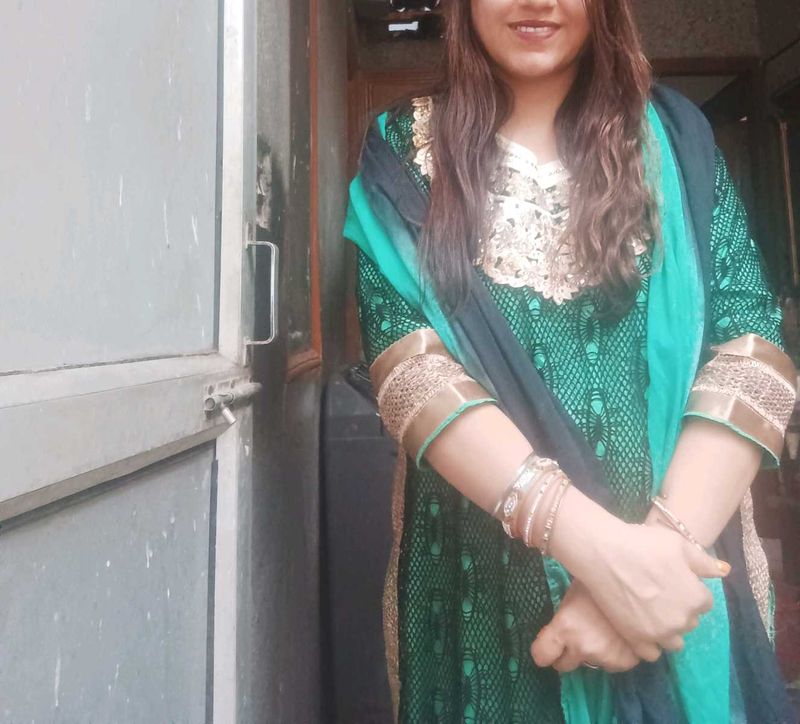 Green Embroidered Kurta Set