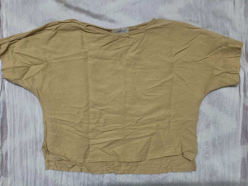 Beige Relaxed Fit crop Top