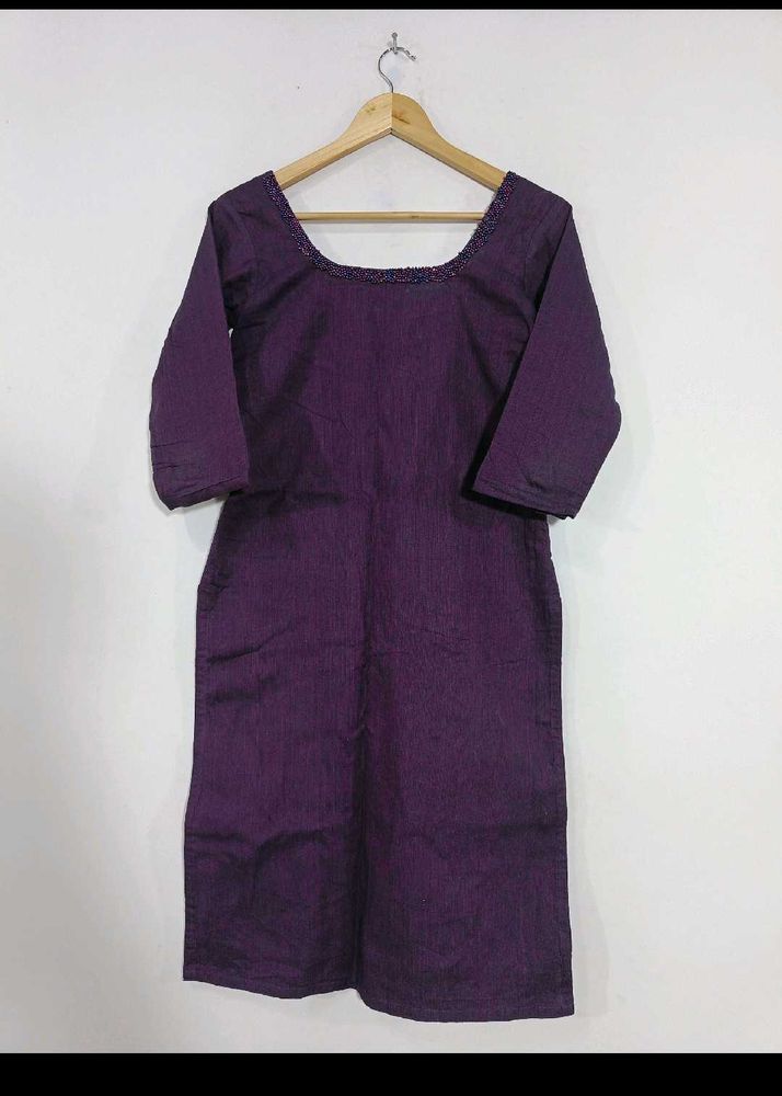 Purple Top With Pearl&#39;s Embroidery