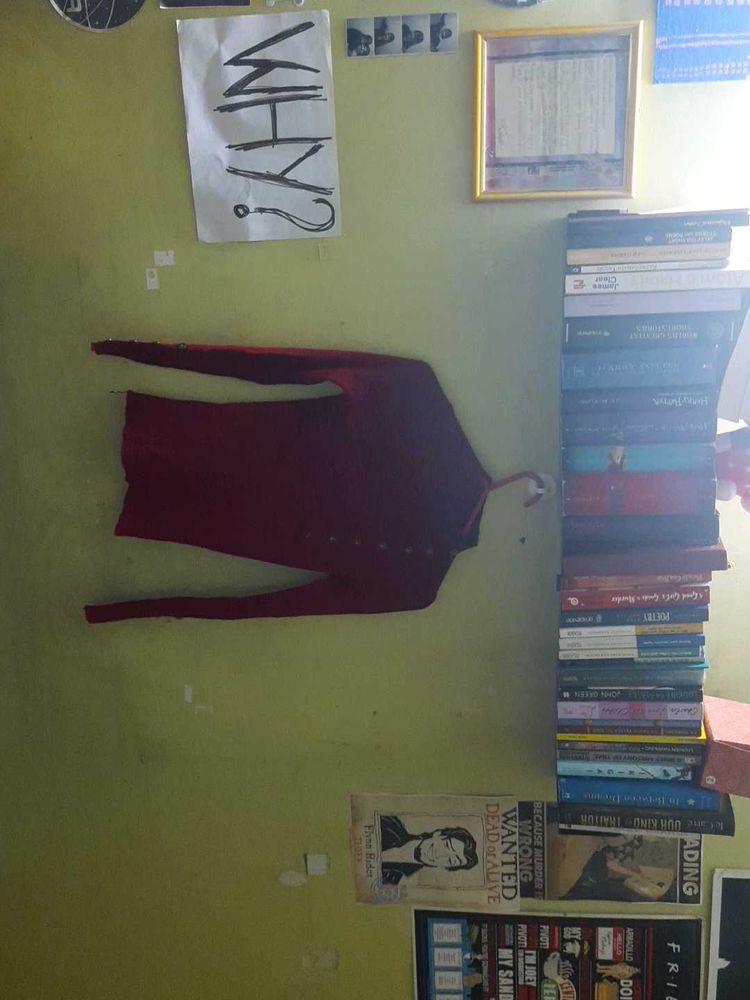 Red Turtleneck Cardigan