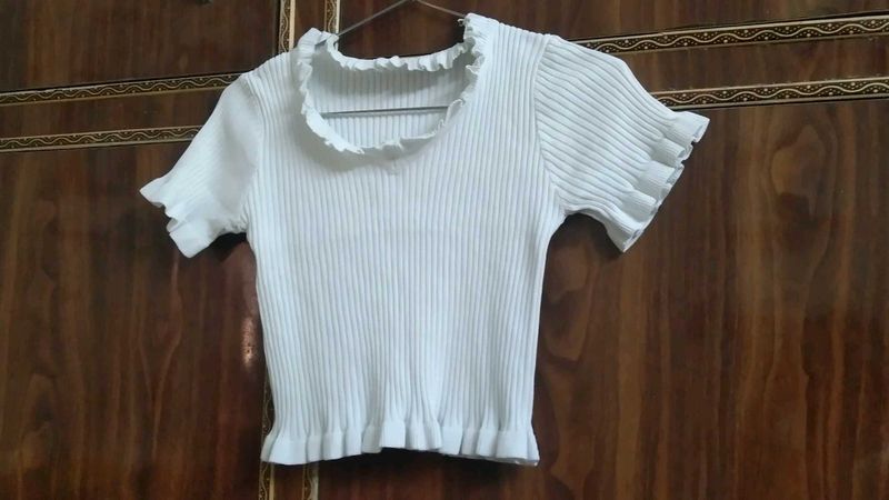 Cute White Ruffle Top