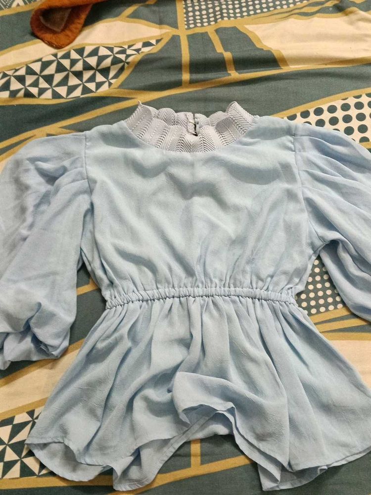 Elegant Light Blue Blouse
