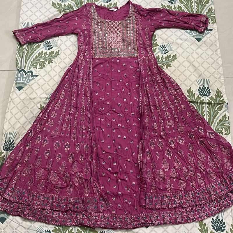 Elegant Purple Embroidered Anarkali Kurta
