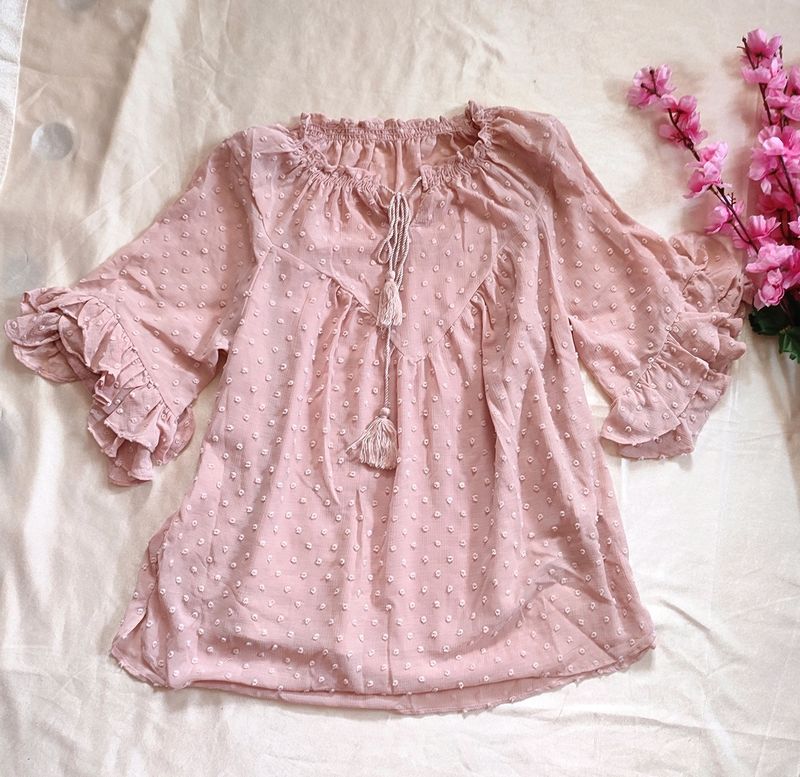 Peach Flounce Top