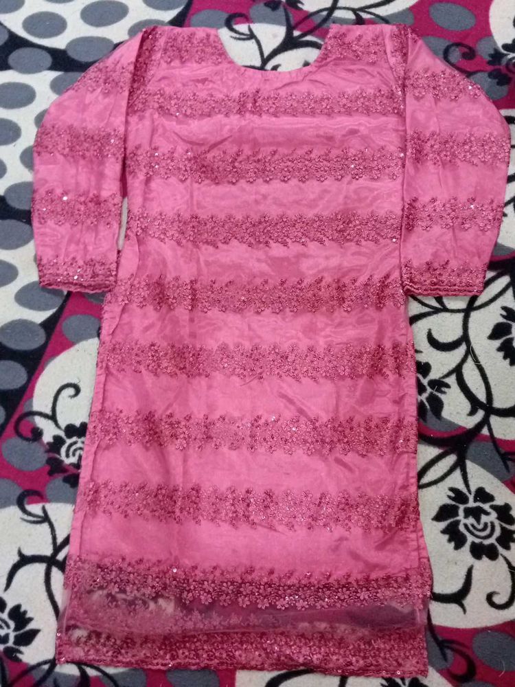 Pink Embroidered Kurta