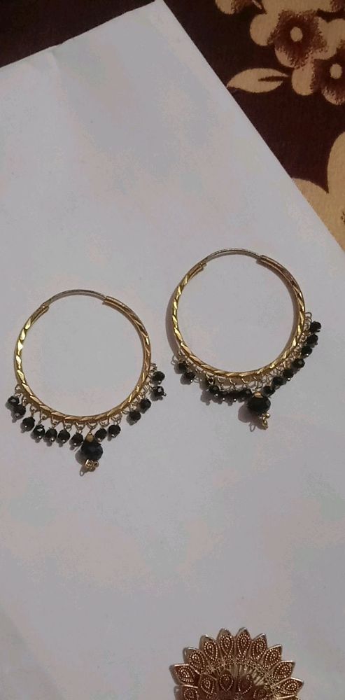gold and black colour earings in Punjabi style